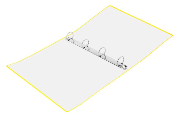 Папка панорама на 4-х кольцах Бюрократ Double Neon DNE0740/4RYEL A4 пластик 0.7мм кор.40мм карм.на лиц.стор. желтый