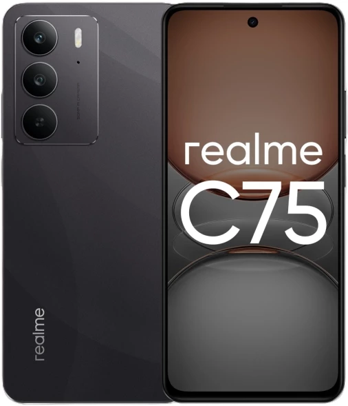 Смартфон Realme RMX3941 C75 128Gb 8Gb черный моноблок 3G 4G 2Sim 6.72&amp;quot; 1080x2400 Android 14 50Mpix 802.11 a/b/g/n/ac NFC GPS GSM900/1800 GSM1900 A-GPS microSD max2048Gb