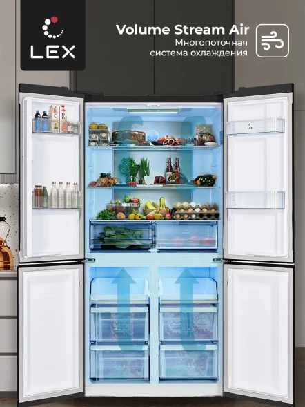 Холодильник Lex LCD505BlID 3-хкамерн. черный инвертер