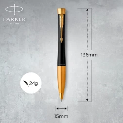 Набор ручек Parker Urban Core FK200 (2093381) Muted Black GT сталь нержавеющая подар.кор. ручка перьевая, ручка шариковая