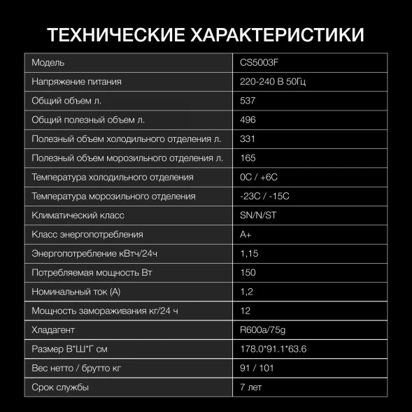 Холодильник Hyundai CS5003F 2-хкамерн. белый инвертер