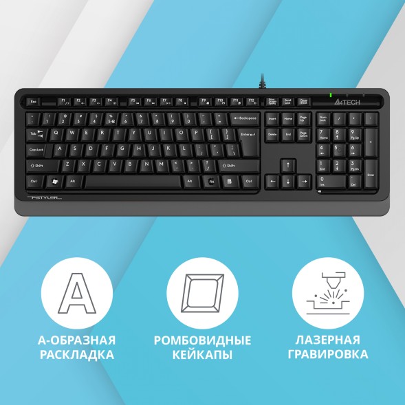 Клавиатура A4Tech Fstyler FKS10 черный/серый USB