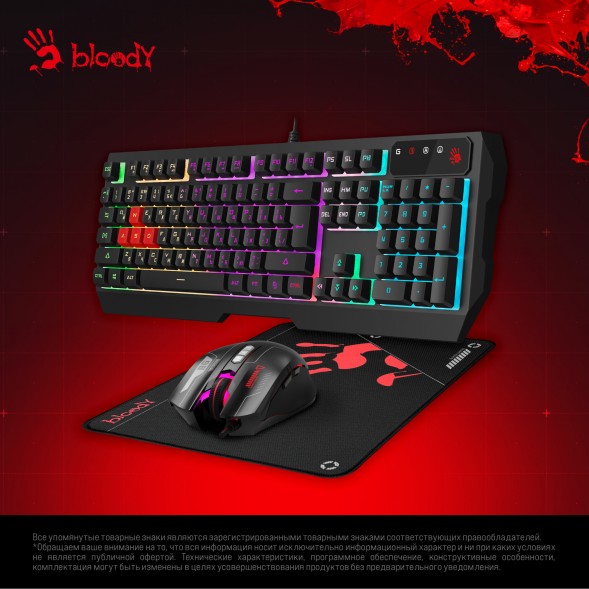 Клавиатура + мышь A4Tech Bloody B1700 клав:черный мышь:черный USB LED (B1700 (B140N + ES7 + BP-50M))