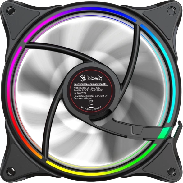 Вентилятор для корпуса Bloody BD-CF120ARGB3 ARGB 120х120x25 черный 4-pin 26дБ (BD-CF120ARGB3-BK) Ret