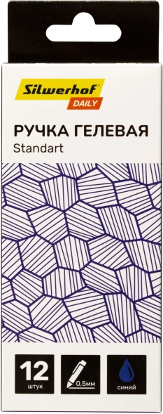 Набор ручек гелев. автоматическая Silwerhof Daily NG Standart d=0.5мм син. черн. кор.карт. (12шт) линия 0.3мм