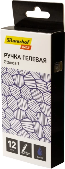 Набор ручек гелев. автоматическая Silwerhof Daily NG Standart d=0.5мм син. черн. кор.карт. (12шт) линия 0.3мм