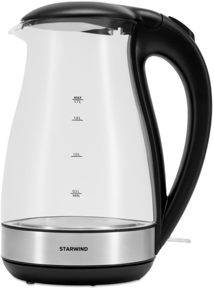 Чайник электрический Starwind SKP3039 1.7л. 2200Вт черный корпус: стекло/пластик