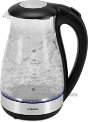 Чайник электрический Starwind SKP3039 1.7л. 2200Вт черный корпус: стекло/пластик