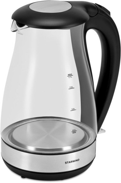 Чайник электрический Starwind SKP3039 1.7л. 2200Вт черный корпус: стекло/пластик