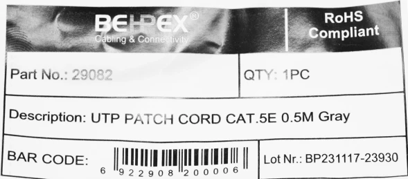 Патч-корд cat5E molded 0.5м серый RJ-45 (m)-RJ-45 (m)