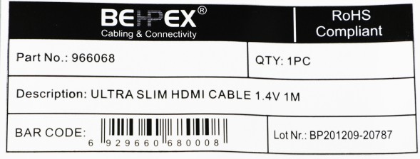 Кабель аудио-видео HDMI (m)/HDMI (m) 1м. позолоч.конт. черный