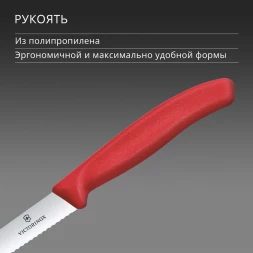 Нож кухонный Victorinox Swiss Classic 6.7731.C1 стальной универсальный для овощей лезв.100мм серрейт. заточка красный