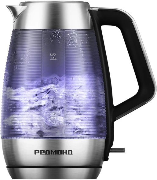 Чайник электрический Редмонд KG253 1.5л. 2200Вт хром корпус: стекло/металл/пластик
