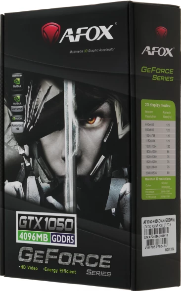 Видеокарта Afox PCI-E AF1050-4096D5L4 NVIDIA GeForce GTX 1050 4Gb 128bit GDDR5 1354/7000 HDMIx1 DPx1 HDCP Ret