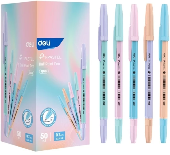 Ручка шариков. Deli P1 (EQ66) d=0.7мм син. черн. карт.уп.
