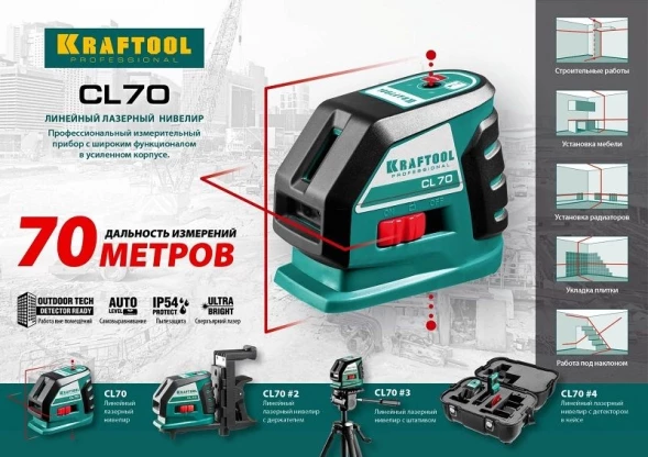Нивелир лазерн. Kraftool 34660-4 цв.луч. красный 2луч.