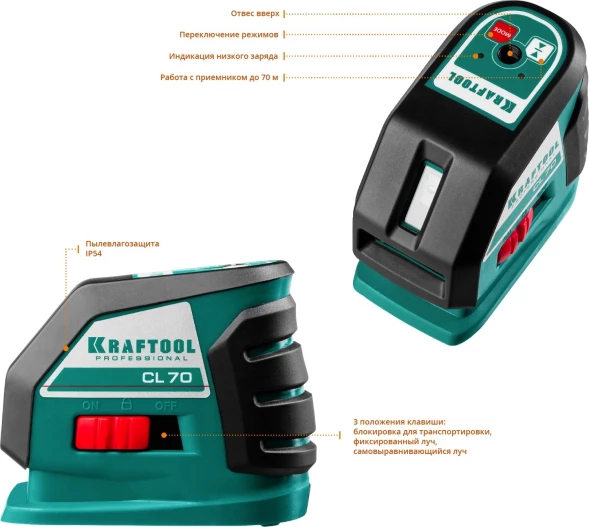 Нивелир лазерн. Kraftool 34660-4 цв.луч. красный 2луч.