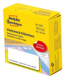 Этикетки Avery Zweckform 3833 50x19мм 250шт на листе/70г/м2/белый самоклей. универсальная