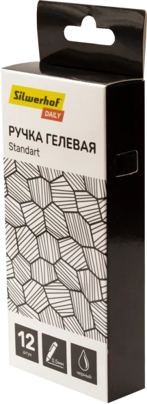 Набор ручек гелев. автоматическая Silwerhof Daily NG Standart d=0.5мм черн. черн. кор.карт. (12шт) линия 0.3мм
