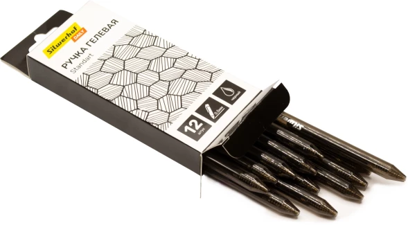 Набор ручек гелев. автоматическая Silwerhof Daily NG Standart d=0.5мм черн. черн. кор.карт. (12шт) линия 0.3мм