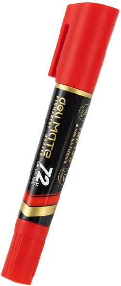 Маркер перманентный Deli EU72-RD двойной пиш. наконечник 1-5мм красный