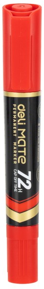 Маркер перманентный Deli EU72-RD двойной пиш. наконечник 1-5мм красный