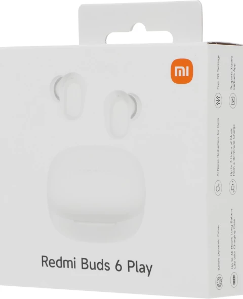 Гарнитура внутриканальные Xiaomi Redmi Buds 6 Play белый беспроводные bluetooth в ушной раковине (BHR8773GL)