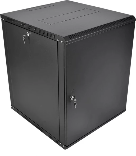 Шкаф коммутационный ЦМО ШРН-Эконом (ШРН-Э-15.500.1-9005) настенный 15U 600x520мм пер.дв.металл задн.дв.стал.лист направл.под закл.гайки 75кг черный 470мм 22.68кг 180град. 742мм IP20 металл