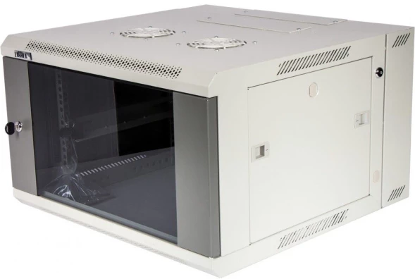 Шкаф коммутационный Lanmaster (TWT-CBW3G-18U-6X6-GY) настенный 18U 600x600мм пер.дв.стекл 2 бок.пан. задн.дв.спл.стал.лист 60кг серый 441мм 902мм IP20