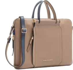 Деловая сумка женская Piquadro Circle CA6698W92/TOBLU с отделением для ноутбука 14&amp;quot; бежевая/голубая натур.кожа