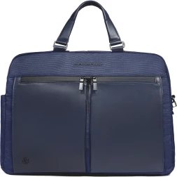 Деловая сумка Piquadro Orion CA6624S136/BLU с отделением для ноутбука 15.6&amp;quot; синяя ткань/натур.кожа
