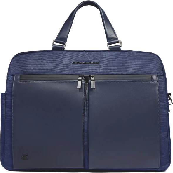 Деловая сумка Piquadro Orion CA6624S136/BLU с отделением для ноутбука 15.6&amp;quot; синяя ткань/натур.кожа