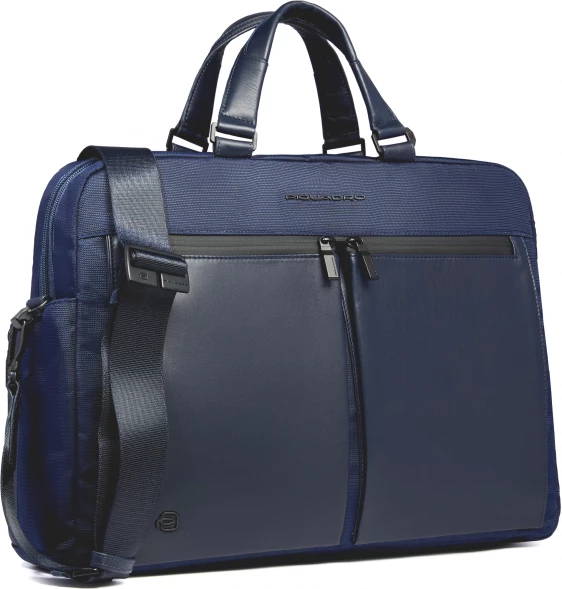 Деловая сумка Piquadro Orion CA6624S136/BLU с отделением для ноутбука 15.6&amp;quot; синяя ткань/натур.кожа