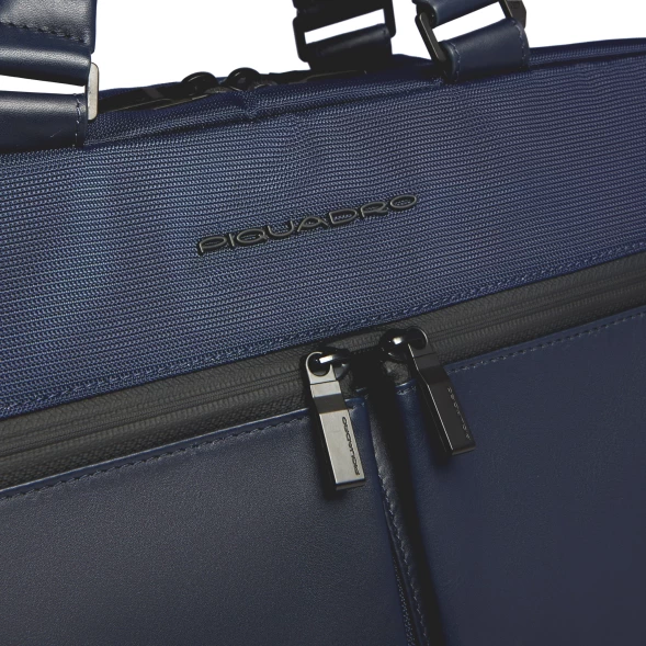 Деловая сумка Piquadro Orion CA6624S136/BLU с отделением для ноутбука 15.6&amp;quot; синяя ткань/натур.кожа