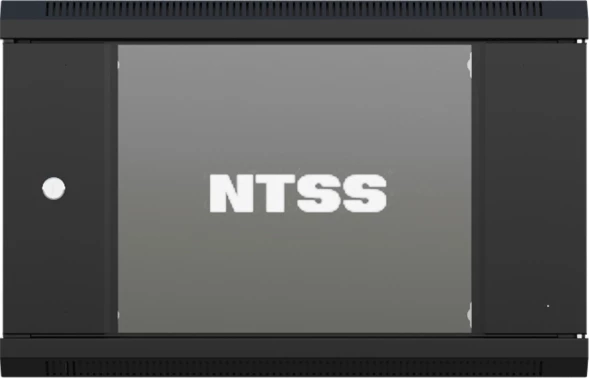 Шкаф коммутационный NTSS (NTSS-W12U6045GS-BL) настенный 12U 570x450мм пер.дв.стекл 60кг черный 24кг