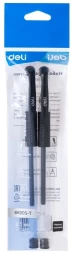 Набор ручек гелев. Deli C6600S-T прозрачный/черный d=0.5мм черн. черн. пакет (2шт) кругл. резин. манжета черный