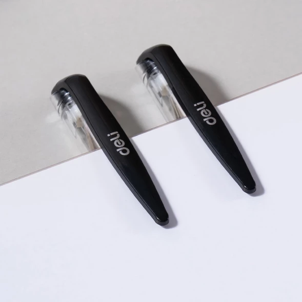 Набор ручек гелев. Deli C6600S-T прозрачный/черный d=0.5мм черн. черн. пакет (2шт) кругл. резин. манжета черный