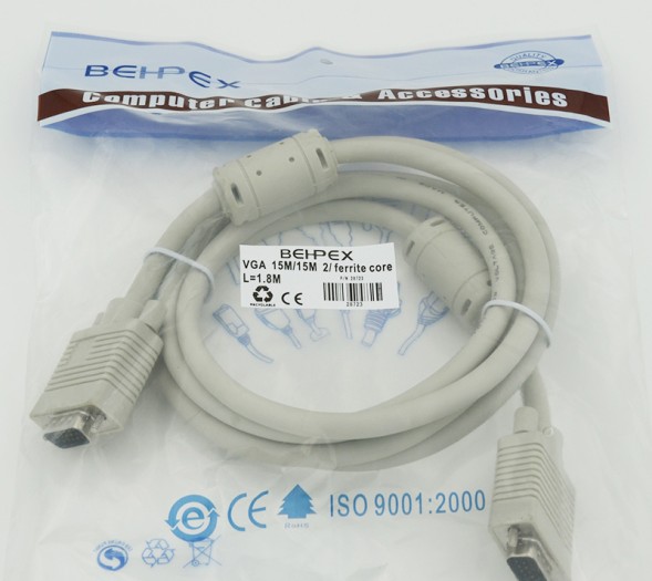 Кабель VGA (m) VGA (m) 1.8м феррит.кольца серый
