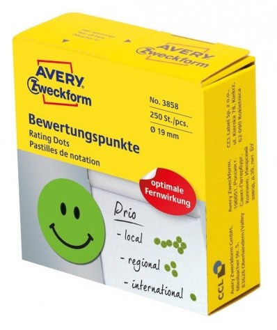 Этикетки Avery Zweckform 3858 250шт на листе диаметр 19мм/70г/м2/зеленый самоклей. универсальная