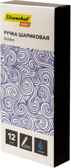 Ручка шариков. Silwerhof Daily Golden прозрачный d=0.5мм син. черн. сменный стержень линия 0.3мм резин. манжета