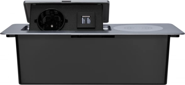 Розетка Cactus CS-SOCKET-USBA-WLESS для столешницы 26.5x11.8x6.5см серебристый