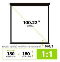 Экран Cactus 180x180см Wallscreen CS-PSW-180X180-BK 1:1 настенно-потолочный рулонный черный