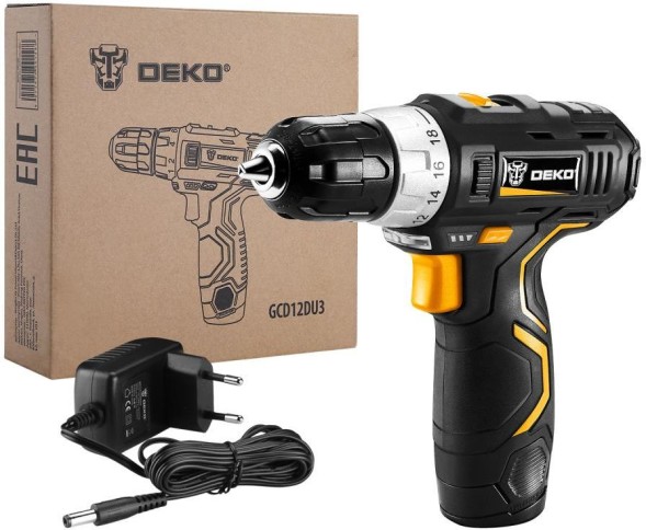Дрель-шуруповерт Deko GCD12DU3 аккум. патрон:быстрозажимной (063-4096)