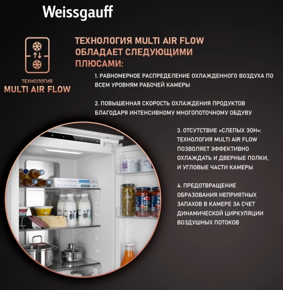 Холодильник Weissgauff Wrki 178 Total 2-хкамерн. инвертер (431405)