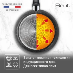 Сковорода ВОК (WOK) Tefal Brut Э 04236628 круглая 28см покрытие: Mineralia (без крышки) черный (9100054292)