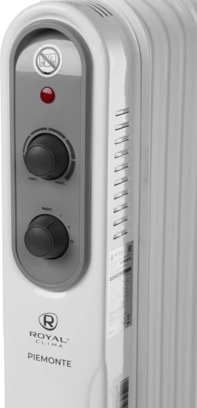 Радиатор масляный Royal Clima PIEMONTE ROR-P5-1000M 1000Вт белый/серый
