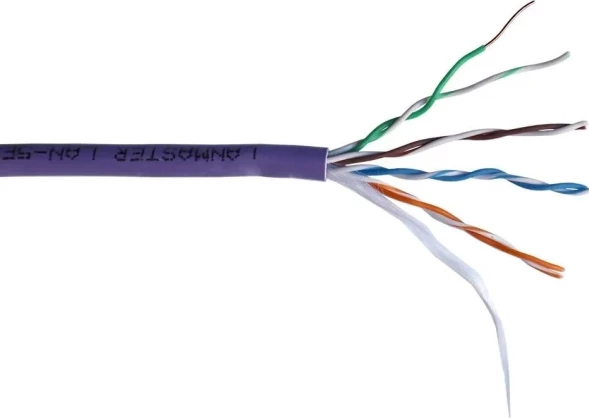 Кабель информационный Lanmaster LAN-5EUTP-PT-LSZH-VI кат.5E UTP 4 пары 24AWG LSZH внутренний 305м фиолетовый