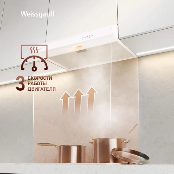 Вытяжка козырьковая Weissgauff Cover 60 белый управление: кнопочное
