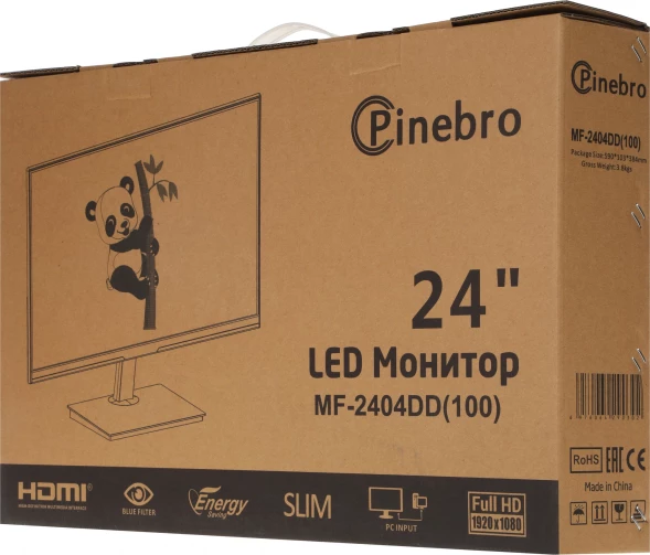 Монитор Pinebro 23.8&amp;quot; MF-2404DD(100) черный IPS LED 4ms 16:9 DVI HDMI M/M матовая 300cd 178гр/178гр 1920x1080 100Hz FreeSync VGA DP FHD 2.7кг
