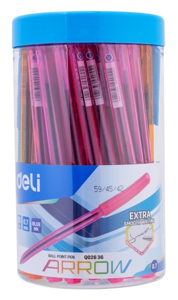 Ручка шариков. Deli Arrow EQ02636-1 прозрачный/ассорти d=0.7мм син. черн. (1шт) ассорти